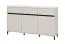 Cassettiera "Lapovo" 09, color cashmere, gambe nere, 3 ante a battente, 3 cassetti, 6 scomparti, bordi in ABS, 157 x 40 x 90 cm