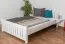 Letto alla francese 106, faggio massello, laccato bianco, incl. rete a doghe - 140 x 200 cm