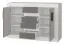 Cassettiera "Jolais" 04 | Bianco/Grigio/Effetto legno | 2 ante, 4 cassetti | 96 x 145 x 50 cm | Antigraffio e antiumidità