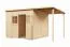 Casetta da giardino "Mainz" 04 con estensione tetto, legno grezzo, incl. pavimento - spessore 19 mm, 3,84 x 2,39 metri, tetto piano