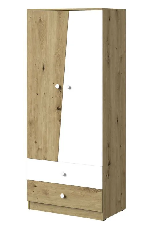 Armadio ante battenti Sirte 01 | Rovere e bianco opaco | 190 x 80 x 50 cm | Moderno e funzionale