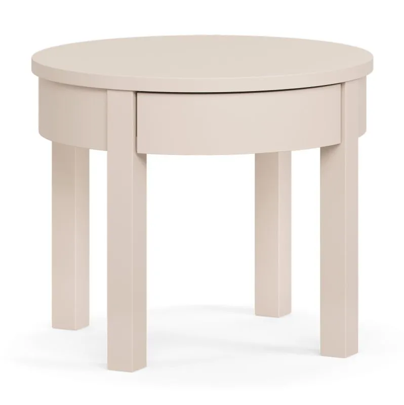 Tavolino rotondo "Tacuarembo" 02, beige, gambe: legno di faggio, con cassettino, 54 x 54 x 45 cm