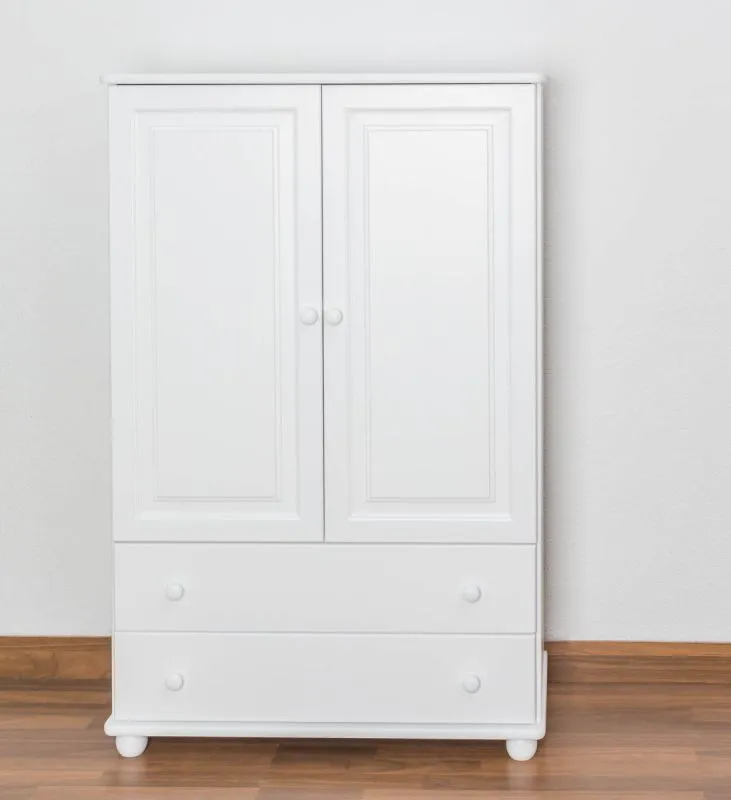 Armadietto in pino massello laccato bianco Junco 156 | 140 x 90 x 42 cm | Design moderno e ampio spazio