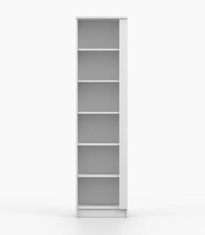 Libreria con armadietto Smolikas 01 | Bianco opaco | 6 scomparti, 3 cassetti | 192 x 50 x 40 cm