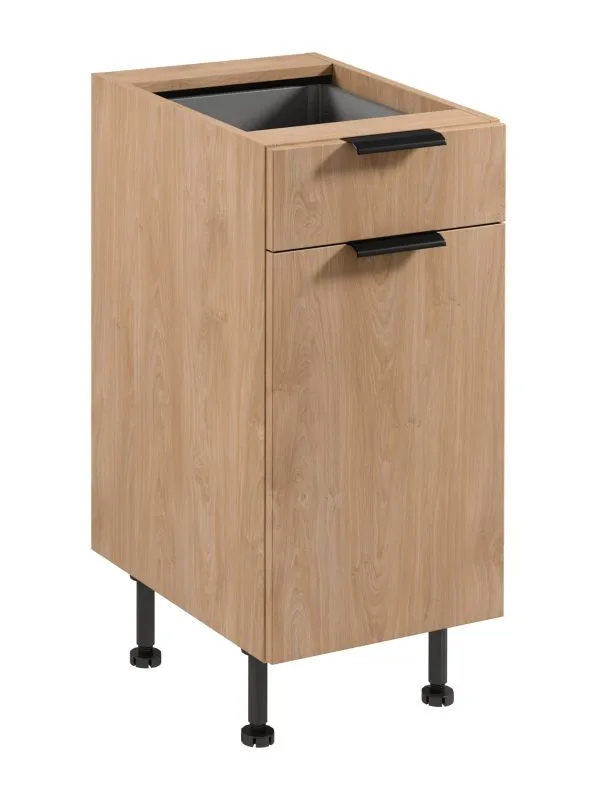 Mobile base da cucina | 1 cassetto | 1 anta | Colore: rovere Puccini | 2 scomparti | Funzione Soft-Close | 40 x 52 x 87 cm | Lavorazione di alta qualità | Piedini regolabili