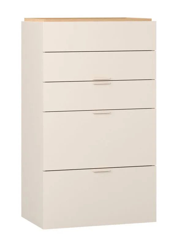 Cassettiera "Sarandi" 19, beige, maniglie: beige, 5 cassetti, Sistema "Soft-Close", 75 x 42 x 127,5 cm
