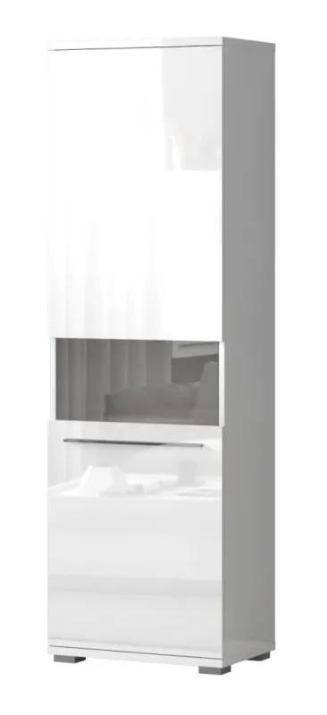 Vetrinetta moderna Garim 21 bianco lucido | 193 x 60 x 40 cm | Soft Close | 5 ripiani in vetro