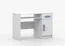 Scrivania compatta Smolikas 91 | bianco elegante | 1 anta, 3 scomparti, 1 cassetto | maniglie blu | 75 x 110 x 50 cm