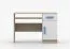 Scrivania "Smolikas" 75 | Bianco e rovere | 1 anta, 3 scomparti, 1 cassetto | Maniglie blu | 75 x 110 x 50 cm