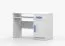 Scrivania compatta Smolikas 91 | bianco elegante | 1 anta, 3 scomparti, 1 cassetto | maniglie blu | 75 x 110 x 50 cm