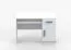 Scrivania compatta Smolikas 91 | bianco elegante | 1 anta, 3 scomparti, 1 cassetto | maniglie blu | 75 x 110 x 50 cm
