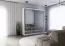 Armadio scorrevole Lusatian 21 | 2 ante con specchio | 12 scomparti | 3 cassetti | Bianco/Grigio | 218 x 203 x 61 cm