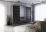 Armadio scorrevole Lusatian 38 | Nero/grigio con specchio | 3 ante, 7 scomparti, 4 cassetti | 218x250x61 cm