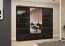 Armadio scorrevole con specchio Lusatian 30 | Nero lucido | 3 ante, 7 scomparti, 4 cassetti | 218 x 250 x 61 cm