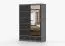 Armadio scorrevole Lusatian 10 | Grigio/Nero | Specchio frontale | 2 ante, 6 scomparti, 2 cassetti | 218 x 150 x 61 cm