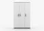 Armadio battente Smolikas 113 | Bianco e grigio | 3 ante, 9 scomparti, maniglie in legno | 192 x 120 x 50 cm