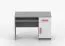 Scrivania Smolikas 82 | Bianco/Grigio | 1 anta | 3 scomparti | 1 cassetto | Maniglie in legno | 75 x 110 x 50 cm