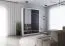 Armadio scorrevole "Lusatian" 11 | Bianco/Nero | 2 ante con specchio | 6 scomparti | 2 cassetti | 218 x 150 x 61 cm