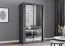 Armadio scorrevole "Biokovo" 07 | Grigio con specchio | 2 ante | 7 scomparti | 215 x 120 x 64 cm