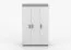 Armadio battente Smolikas 113 | Bianco e grigio | 3 ante, 9 scomparti, maniglie in legno | 192 x 120 x 50 cm
