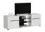 Mobile porta TV Idos 01 | Bianco lucido e nero | 2 ante, 5 scomparti, vetro Parsol | 49,5 x 150 x 41,5 cm