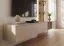 Parete attrezzata "Namsos" 01, grigio argilla/rovere Coast Evoke, frontale cannettato, illuminazione a LED, sistema "push to open", 300 x 45 x 160 cm