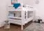 Letto a castello "Easy Premium Line" K24/n in faggio massello laccato bianco - 120 x 200 cm, divisibile