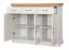 Soggiorno completo 5 pezzi stile country | Set G "Badile" | Bianco pino e marrone | Design accogliente