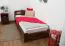 Letto singolo "A7", pino massiccio, color noce, incl. rete a doghe - 90 x 200 cm