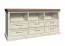 Soggiorno completo 5 pezzi stile country | Set G "Badile" | Bianco pino e marrone | Design accogliente