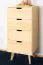 Cassettiera Aurornis 29 in pino massiccio naturale | 4 cassetti | 104 x 50 x 40 cm | Design moderno