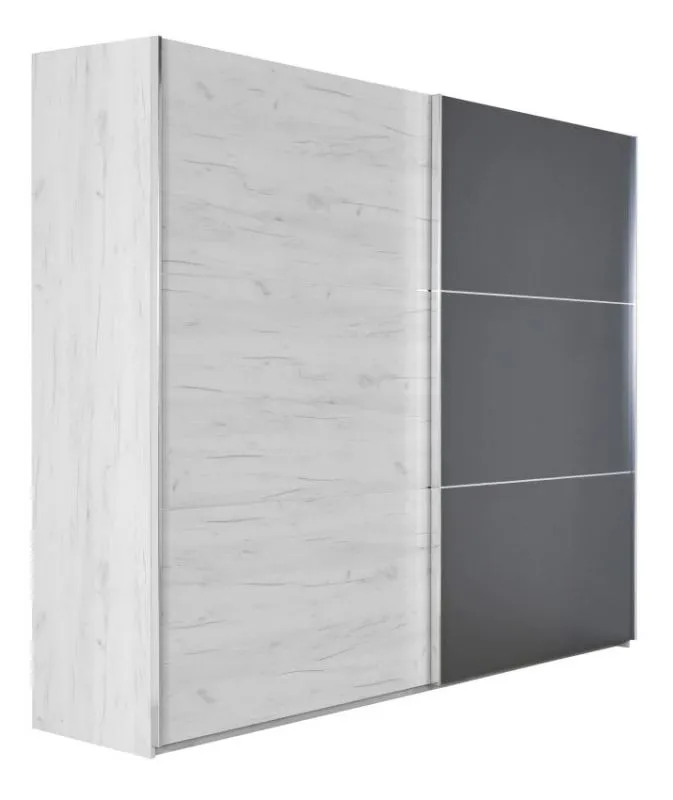 Armadio scorrevole Sabadell 23 | Rovere bianco e antracite | 222 x 269 x 64 cm | Design moderno