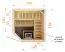 Sauna prefabbricata "Tirari" 68 mm, con tetto con bordino - misure esterne (l x p x h): 194 x 194 x 199 cm
