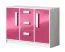Cassettiera per cameretta "Walter" 06 | Bianco e rosa lucido | 85 x 120 x 40 cm | Design moderno
