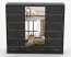Armadio scorrevole con specchio Lusatian 30 | Nero lucido | 3 ante, 7 scomparti, 4 cassetti | 218 x 250 x 61 cm