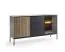 Credenza moderna con anta in vetro | Nero/Rovere | 83 x 154 x 39 cm | Chelmsford 04