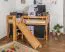 Letto a soppalco Samuel 90 x 200 cm | Faggio massiccio naturale | Scivolo incluso | Rete a doghe avvolgibile