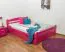 Letto matrimoniale Easy Premium Line K4 | Faggio massello laccato rosa | 2 cassetti | Pannello laterale | 140 x 200 cm