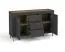 Credenza Barbe 17 nero opaco | Maniglie oro | 2 ante, 3 cassetti, 4 scomparti | Bordi ABS | 83,5 x 137 x 40 cm