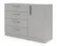 Cassettiera | 4 cassetti | 1 anta | bordi in ABS | 2 scomparti | 1 ripiano | colore: grigio platino |121 x 40 x 85 cm | Edegem 08