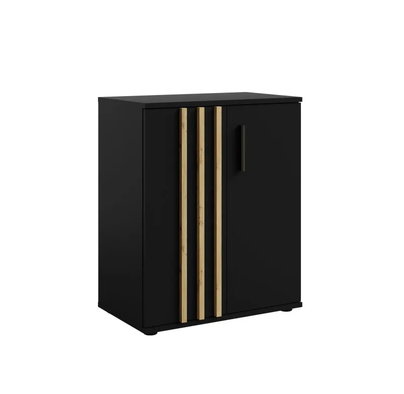 Cassettiera "Elefsina" 01 | Nero e rovere Artisan | 2 ante, 2 scomparti | 73 x 60 x 35 cm