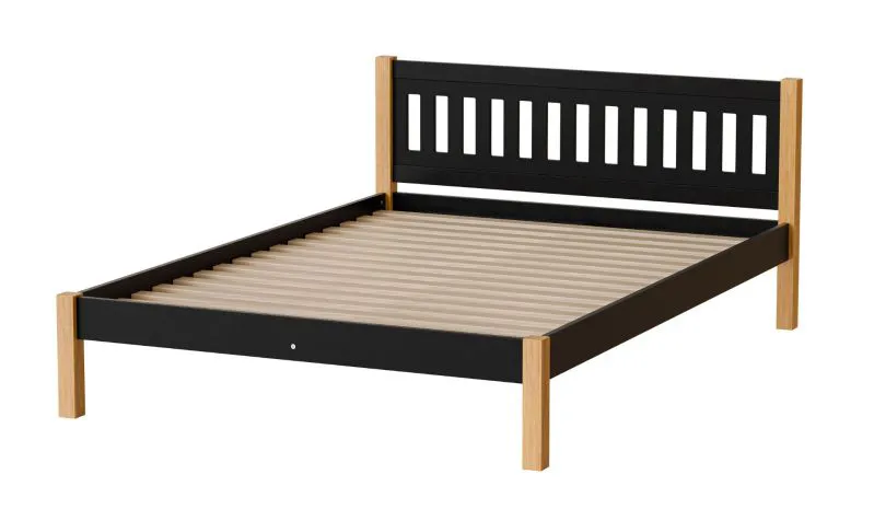 Letto singolo per ospiti Maive 03 | 140 x 200 cm | Rovere nero/naturale | Legno di pino | Rete a doghe inclusa