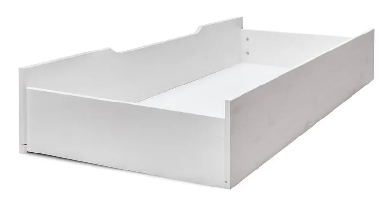 Cassettone sottoletto Gyronde | Pino massiccio laccato bianco | 26 x 149 x 63 cm | 6 ruote | Alta qualità