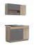 Cucina "Kolubara" 10, grigio rovere / grafite, 2 pensili con ante in vetro, bordi in ABS, lunghezza 120 cm