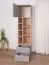 Armadio, scaffale con 7 ripiani aperti, armadio per camera dei ragazzi, 195 x 45 x 40 cm, rovere / grigio, 1 anta e 2 cassetti, bordi in ABS