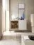 Cassettiera elegante con ante in vetro | Cashmere | 83 x 104 x 39 cm | 4 scomparti | LED integrato | Push-to-open