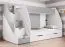 Letto a castello, bianco/grigio, 4 cassetti, incl. rete a doghe, rete: 80 x 200 cm