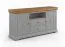 Cassettiera "Gimone" 05 | Pino finlandese massiccio | Grigio laccato | 2 cassetti, 2 ante, 5 scomparti | Soft-Close | 85 x 166 x 41 cm
