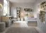 Letto singolo con cassetto | Rovere e grigio moderno | 120 x 200 cm | Testata con 6 vani | Bordi ABS