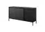 Cassettiera Balta 08 nera | 4 scomparti | 3 cassetti push-to-open | Gambe in metallo | 81 x 153,5 x 39,5 cm